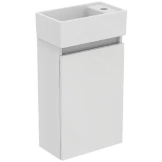 IDEAL STANDARD EUROVIT+ - Möbelpaket 370x210x670 mm in weiß, 1 Hahnloch, ohne Überlauf, 1 Tür - Grifflos, SoftClosing, Nachhaltig gewonnenes Holz #R0569WG - Hochglanz weiß lackiert