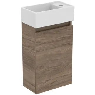 IDEAL STANDARD EUROVIT+ - Möbelpaket 370x210x670 mm in nussbaum geflammt, 1 Hahnloch, ohne Überlauf, 1 Tür - Grifflos, SoftClosing #R0569Y9 - nussbaum geflammt