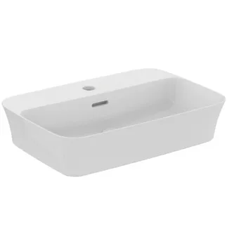 IDEAL STANDARD IPALYSS - Schale 550x380x145 mm in weiß glänzend, 1 Hahnloch, mit Überlauf - Diamatec, Platzsparender Waschtisch #E207701 - Weiß (Alpin)