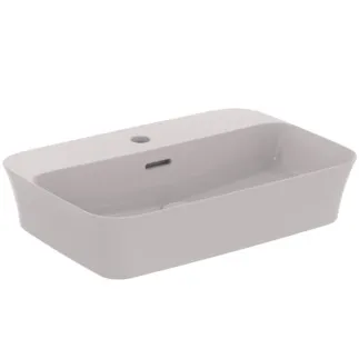 IDEAL STANDARD IPALYSS - Schale 550x380x145 mm in betongrau, 1 Hahnloch, mit Überlauf - Diamatec, Platzsparender Waschtisch #E2077V9 - Betongrau