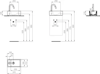 IDEAL STANDARD I.LIFE S - Waschtisch Paket 370x210 mm, 126 mm vertikaler Abstand bis Mitte Auslauf in chrom, 6 l/min (3 bar), 1 Hahnloch, ohne Überlauf, ohne Ablaufgarnitur - Verdeckter Strahlregler #E2134AA - Chrom, Bild 2