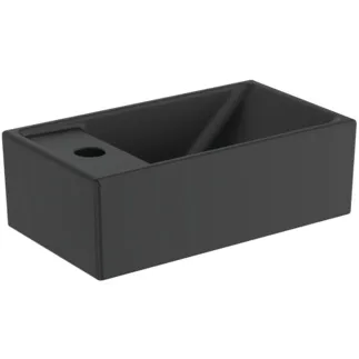 IDEAL STANDARD I.LIFE S - Handwaschbecken 370x210x120 mm in schwarz seidenmatt, 1 Hahnloch, ohne Überlauf - Platzsparender Waschtisch #E2113V3 - Schwarz