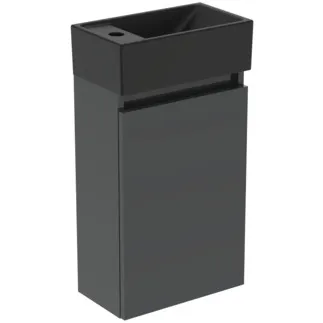 IDEAL STANDARD EUROVIT+ - Möbelpaket 370x210x670 mm in grau, 1 Hahnloch, ohne Überlauf, 1 Tür - Grifflos, SoftClosing, Nachhaltig gewonnenes Holz #R0579TI