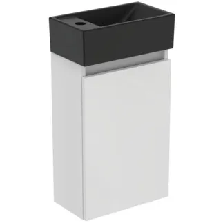 IDEAL STANDARD EUROVIT+ - Möbelpaket 370x210x670 mm in weiß, 1 Hahnloch, ohne Überlauf, 1 Tür - Grifflos, SoftClosing, Nachhaltig gewonnenes Holz #R0579WG - Hochglanz weiß lackiert