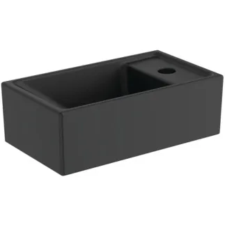 IDEAL STANDARD I.LIFE S - Handwaschbecken 370x210x120 mm in schwarz seidenmatt, 1 Hahnloch, ohne Überlauf - Platzsparender Waschtisch #E2112V3 - Schwarz