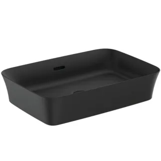 IDEAL STANDARD IPALYSS - Schale 550x380x145 mm in schwarz seidenmatt, ohne Hahnloch, mit Überlauf - Diamatec, Platzsparender Waschtisch #E2078V3 - Schwarz