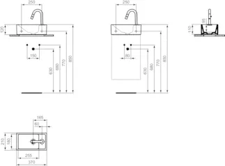IDEAL STANDARD I.LIFE S - Waschtisch Paket 370x210x120 mm, 126 mm vertikaler Abstand bis Mitte Auslauf in chrom, 6 l/min (3 bar), 1 Hahnloch, ohne Überlauf, ohne Ablaufgarnitur - Verdeckter Strahlregler #E2129AA - Chrom, Bild 2