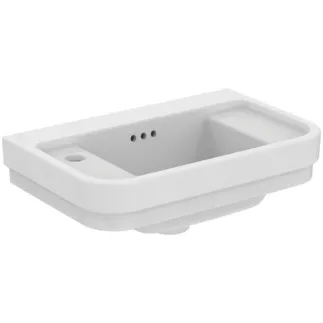 IDEAL STANDARD CALLA - Handwaschbecken 500x320x180 mm in weiß glänzend, 1 Hahnloch, mit Überlauf - Platzsparender Waschtisch #E223301 - Weiß (Alpin)