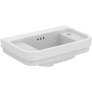 IDEAL STANDARD CALLA - Handwaschbecken 500x320x180 mm in weiß glänzend, 1 Hahnloch, mit Überlauf - Platzsparender Waschtisch #E223401 - Weiß (Alpin)