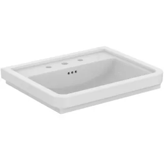 IDEAL STANDARD CALLA - Möbelwaschtisch 665x540x175 mm in weiß glänzend, 3 Hahnlöcher, mit Überlauf #E224001 - Weiß (Alpin)