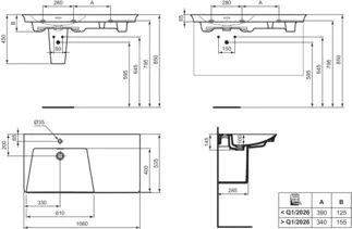IDEAL STANDARD LDV - Möbelwaschtisch 1060x535x145 mm in weiß, 1 Hahnloch, mit Überlauf - IdealPlus #E2646MA - Weiß (Alpin) mit Ideal Plus, Bild 2