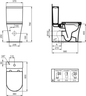 IDEAL STANDARD LDV - Stand-WC für Kombination 355x650x400 mm in weiß glänzend, horizontaler Ablauf - Spültechnologie AquaBlade #E264201 - Weiß (Alpin), Bild 6