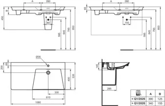 IDEAL STANDARD LDV - Möbelwaschtisch 1060x535x145 mm in weiß, 1 Hahnloch, mit Überlauf - IdealPlus #E2647MA - Weiß (Alpin) mit Ideal Plus, Bild 5