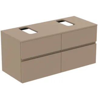IDEAL STANDARD FINESSE - Waschtisch-Unterschrank 1202x505x558 mm in greige matt, 4 Schubladen - Grifflos, Vollauszug, SoftClosing, Vormontiert, Nachhaltig gewonnenes Holz #E3506UP