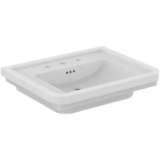 IDEAL STANDARD CALLA - Möbelwaschtisch 665x540x155 mm in weiß glänzend, 3 Hahnlöcher, mit Überlauf #E368601 - Weiß (Alpin)