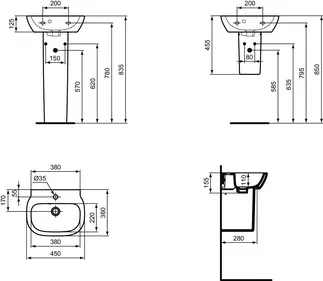 IDEAL STANDARD CONNECT - Standsäule 193x188x720 mm in weiß glänzend #E711201 - Weiß (Alpin), Bild 5
