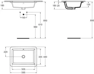 IDEAL STANDARD STRADA - Unterbauwaschtisch 595x440x180 mm in weiß, ohne Hahnloch, mit Überlauf - IdealPlus #K0779MA - Weiß (Alpin) mit Ideal Plus, Bild 5