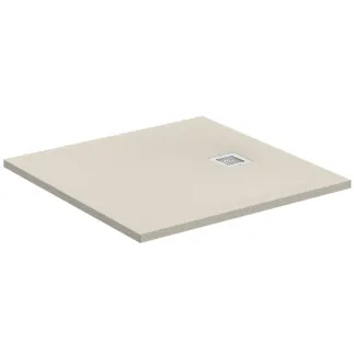 IDEAL STANDARD ULTRA FLAT S - Rechteck-Brausewanne 1000x1000x30 mm in sandstein, ohne Ablaufgarnitur - Antibakteriel, Rutschhemmende Oberfläche, Barrierefrei, gemäß DIN 18040, Zuschneidbar, Reparierbar, 30 mm Höhe #K8216FT - Sandstein