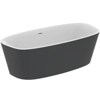 IDEAL STANDARD DEA - Freistehende Badewanne 1900x900x610 mm in schwarz seidenmatt, ohne Hahnloch, mit Überlauf, mit Ablaufgarnitur - Reinigungsmittelbeständig, Lichtbeständig #K8722V3 - Schwarz