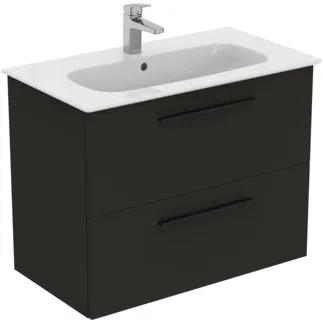 IDEAL STANDARD I.LIFE A - Waschtisch-Unterschrank 840x460x645 mm in carbongrau matt, 2 Schubladen - SoftClosing, Vormontiert, Nachhaltig gewonnenes Holz #K8744NV - Carbongrau