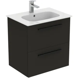 IDEAL STANDARD I.LIFE A - Waschtisch-Unterschrank 640x460x460 mm in carbongrau matt, 2 Schubladen - SoftClosing, Vormontiert, Nachhaltig gewonnenes Holz #K8742NV - Carbongrau