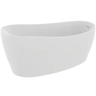 IDEAL STANDARD AROUND - Freistehende Badewanne 1800x850x625 mm in weiß seidenmatt, ohne Hahnloch, mit Überlauf, mit Ablaufgarnitur - Reinigungsmittelbeständig, Lichtbeständig #K8715V1 - Seidenweiß