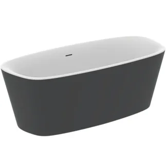 IDEAL STANDARD DEA - Freistehende Badewanne 1700x755x610 mm in schwarz seidenmatt, ohne Hahnloch, mit Überlauf, mit Ablaufgarnitur - Reinigungsmittelbeständig, Lichtbeständig #K8720V3 - Schwarz