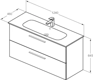 IDEAL STANDARD I.LIFE A - Waschtisch-Unterschrank 1240x460x645 mm in weiß, 2 Schubladen - SoftClosing, Vormontiert, Nachhaltig gewonnenes Holz #K8748DU - Weiß, Bild 4