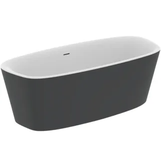 IDEAL STANDARD DEA - Freistehende Badewanne 1800x800x610 mm in schwarz seidenmatt, ohne Hahnloch, mit Überlauf, ohne Ablaufgarnitur - Reinigungsmittelbeständig, Lichtbeständig #K8721V3 - Schwarz
