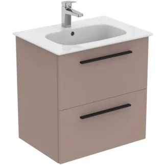 IDEAL STANDARD I.LIFE A - Waschtisch-Unterschrank 640x460x460 mm in greige matt, 2 Schubladen - SoftClosing, Vormontiert, Nachhaltig gewonnenes Holz #K8742NH - Greige