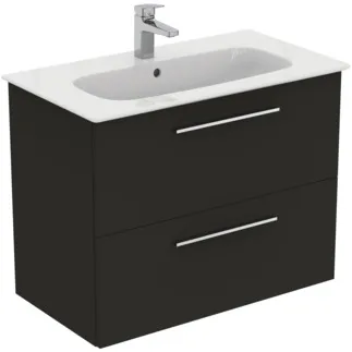 IDEAL STANDARD I.LIFE A - Waschtisch-Unterschrank 840x460x645 mm in carbongrau matt, 2 Schubladen - SoftClosing, Vormontiert, Nachhaltig gewonnenes Holz #K8743NV - Carbongrau