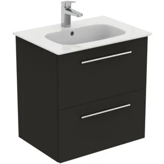 IDEAL STANDARD I.LIFE A - Waschtisch-Unterschrank 640x460x645 mm in carbongrau matt, 2 Schubladen - SoftClosing, Vormontiert, Nachhaltig gewonnenes Holz #K8741NV - Carbongrau