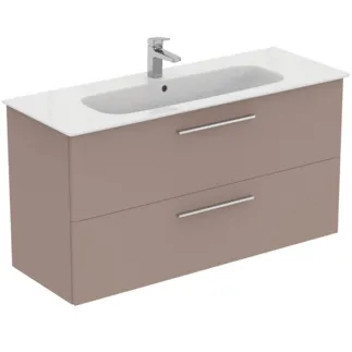 IDEAL STANDARD I.LIFE A - Waschtisch-Unterschrank 1240x460x645 mm in greige matt, 2 Schubladen - SoftClosing, Vormontiert, Nachhaltig gewonnenes Holz #K8747NH - Greige