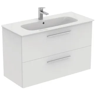 IDEAL STANDARD I.LIFE A - Waschtisch-Unterschrank 1040x460x645 mm in weiß, 2 Schubladen - SoftClosing, Vormontiert, Nachhaltig gewonnenes Holz #K8745DU - Weiß