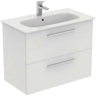 IDEAL STANDARD I.LIFE A - Waschtisch-Unterschrank 840x460x645 mm in weiß, 2 Schubladen - SoftClosing, Vormontiert, Nachhaltig gewonnenes Holz #K8743DU - Weiß