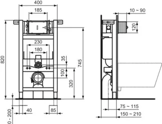 IDEAL STANDARD PROSYS - WC Montagerahmen 400x210x820 mm in neutral #R009067 - Neutral, Bild 4