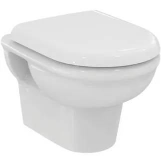 IDEAL STANDARD EXACTO - Wand-WC Paket 360x485x405 mm in weiß glänzend, CL1 Vollspülung 3.9 - 6 l/min, horizontaler Ablauf - CL1, CL2, Randlos, SoftClosing WC, Platzsparendes WC #R002601 - Weiß (Alpin)