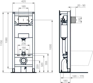 IDEAL STANDARD PROSYS - WC Montagerahmen 420x180x1150 mm in neutral #R015467 - Neutral, Bild 4
