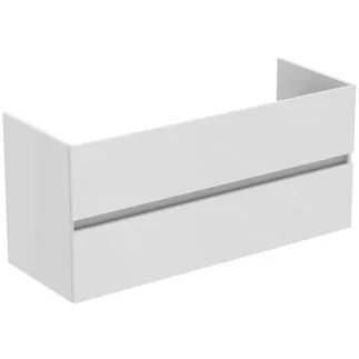 IDEAL STANDARD EUROVIT+ - Waschtisch-Unterschrank 1200x440x550 mm in weiß, 2 Schubladen - Grifflos, SoftClosing, Vormontiert, Nachhaltig gewonnenes Holz #R0266WG - Hochglanz weiß lackiert