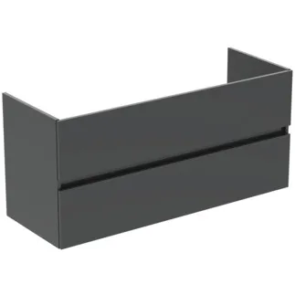 IDEAL STANDARD EUROVIT+ - Waschtisch-Unterschrank 1200x440x550 mm in grau, 2 Schubladen - Grifflos, SoftClosing, Vormontiert, Nachhaltig gewonnenes Holz #R0266TI