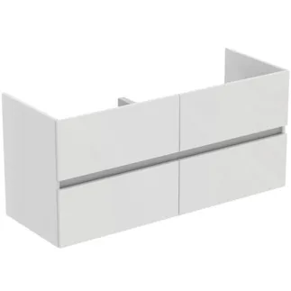 IDEAL STANDARD EUROVIT+ - Waschtisch-Unterschrank 1200x440x550 mm in weiß, 4 Schubladen - Grifflos, SoftClosing, Vormontiert, Nachhaltig gewonnenes Holz #R0267WG - Hochglanz weiß lackiert