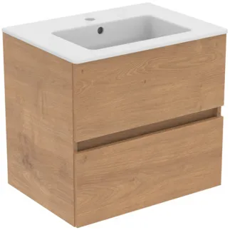 IDEAL STANDARD EUROVIT+ - Möbelpaket 610x450x565 mm in Hamilton eiche, 1 Hahnloch, mit Überlauf, 2 Schubladen - Grifflos, SoftClosing #R0572Y8 - Hamilton eiche