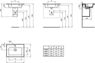IDEAL STANDARD STRADA II - Möbelwaschtisch 840x460x180 mm in weiß glänzend, 1 Hahnloch, mit Überlauf #T300301 - Weiß (Alpin), Bild 8