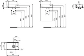 IDEAL STANDARD STRADA II - Handwaschbecken 450x270x170 mm in weiß glänzend, 1 Hahnloch, mit Überlauf - Platzsparender Waschtisch #T299401 - Weiß (Alpin), Bild 5