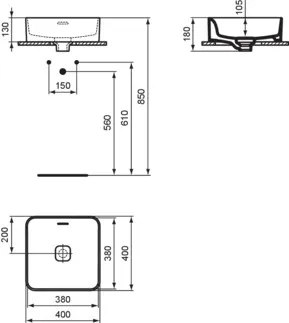 IDEAL STANDARD STRADA II - Schale 400x400x180 mm in weiß glänzend, ohne Hahnloch, mit Überlauf #T296301 - Weiß (Alpin), Bild 5