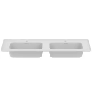 IDEAL STANDARD STRADA II - Doppel- Möbelwaschtisch 1240x460x180 mm in weiß glänzend, 2 Hahnlöcher, mit Überlauf #T300501 - Weiß (Alpin), Bild 2