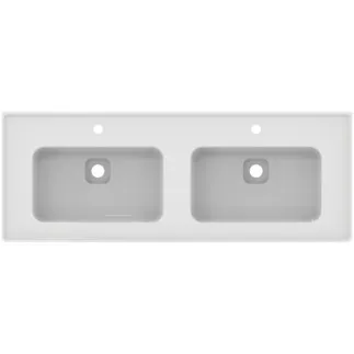 IDEAL STANDARD STRADA II - Doppel- Möbelwaschtisch 1240x460x180 mm in weiß glänzend, 2 Hahnlöcher, mit Überlauf #T300501 - Weiß (Alpin), Bild 4