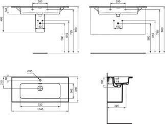 IDEAL STANDARD STRADA II - Möbelwaschtisch 1040x460x180 mm in weiß glänzend, 1 Hahnloch, mit Überlauf #T300401 - Weiß (Alpin), Bild 6