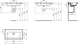 IDEAL STANDARD STRADA II - Möbelwaschtisch 840x460x180 mm in weiß glänzend, ohne Hahnloch, mit Überlauf #T363401 - Weiß (Alpin), Bild 6