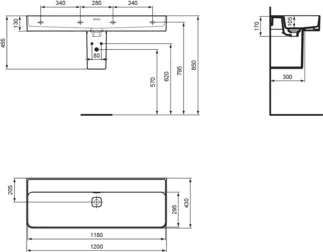 IDEAL STANDARD STRADA II - Waschtisch 1200x430x170 mm in weiß, ohne Hahnloch, mit Überlauf - IdealPlus #T3641MA - Weiß (Alpin) mit Ideal Plus, Bild 6